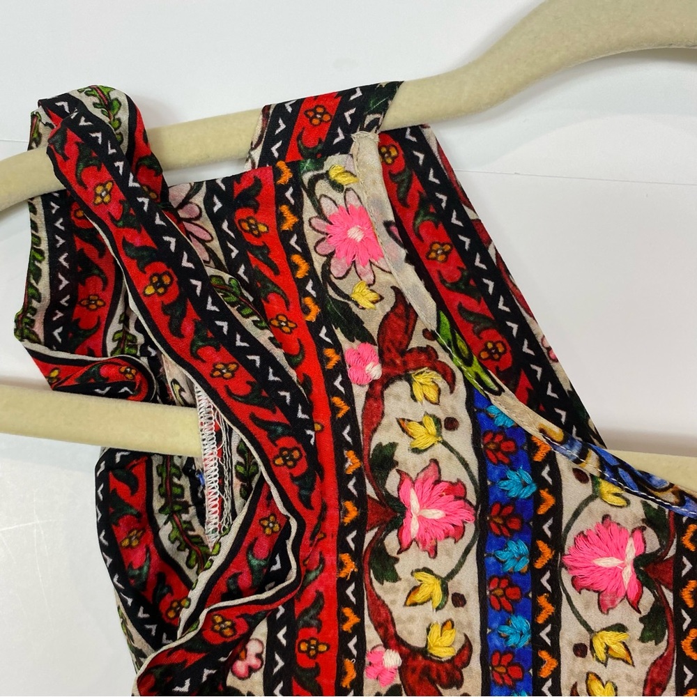 Vineet Bahl Anthropologie Valerie Embroidered Maxi Dress 10 Floral Boho Batik - Picture 9 of 16